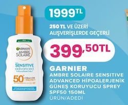 Garnier Ambre Solaire Sensitive Advanced Hipoalerjenik Güneş Koruyucu Sprey SPF50 150 ml