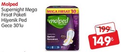 Molped Supernight Mega Fırsat Paketi Hijyenik Ped Gece 30'lu