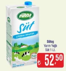Sütaş Yarım Yağlı Süt 1 lt