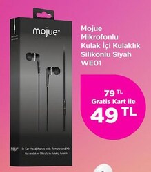 Mojue Mikrofonlu Kulak İçi Kulaklık Silikonlu Siyah WE01