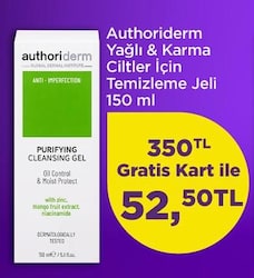 Authoriderm Yağlı ve Karma Ciltler için Arındırıcı Temizleme Jeli 150 ml