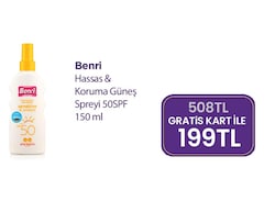 Benri Hassas Koruma 50 Faktör Güneş Sütü 150 ml