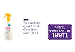 Benri Yüksek Korumalı 150 ml 50 Faktör Çocuk Güneş Spreyi