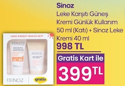 Sinoz Leke Karşıtı Güneş Kremi Günlük Kullanım 50 ml (Katı)  Sinoz Leke Kremi 40 ml