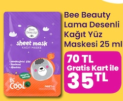 Bee Beauty Lama Desenli Kağıt Yüz Maskesi 25 ml