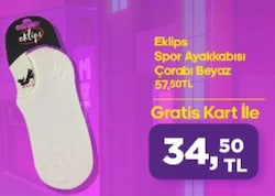 Eklips Spor Ayakkabısı Çorabı Beyaz