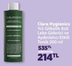 Clara Hygienics %5 Glikolik Asit Leke Giderici ve Aydınlatıcı Etkili Tonik 200 ml