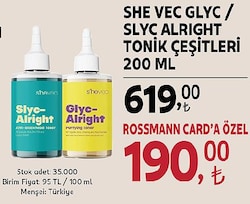 She Vec Glyc-Alright -7 Glycolic Acid + Ginseng + Niacinamide Gözenek Sıkılaştırıcı Tonik 200 ml