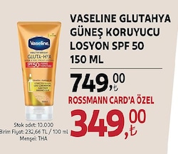 Vaseline Glutahya Güneş Koruyucu Losyon SPF 50 150 ml 