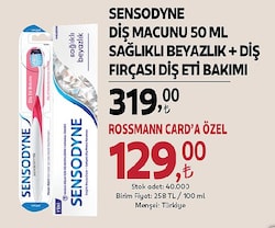 Sensodyne Diş Macunu 50 ml Sağlıklı Beyazlık+Diş Fırçası Diş Eti Bakımı 