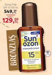 Sun Ozon 150 ml 15 Faktör Bronzlaştırıcı Yağ