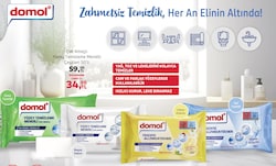 Domol Çok Amaçlı Beyaz Sabun Kokulu Yüzey Temizleme Mendili 50'li