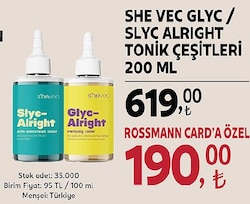 She Vec Glyc-Alright -7 Glycolic Acid + Ginseng + Niacinamide Gözenek Sıkılaştırıcı Tonik 200 ml