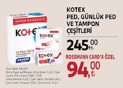 Kotex Ped  Günlük Ped ve Tampon Çeşitleri 