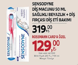 Sensodyne Diş Macunu 50 ml Sağlıklı Beyazlık+ Diş Fırçası Diş Eti Bakımı 