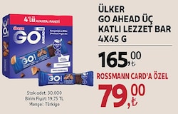Ülker Go Ahead Üç Katlı Lezzet Bar 4x45 gr 