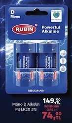 Rubin Mono D Alkalin Pil LR20 1.5V 2'li