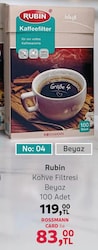 Rubin Beyaz No: 4 100 Adet Büyük Boy Kahve Filtresi