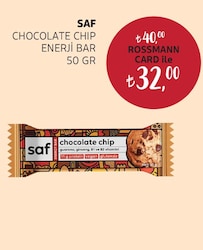 Saf Nutrition Chocolate Chip Energy Bar 50 gr