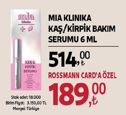 Mia Klinika Kaş Kirpik Serumu 6.5 ml