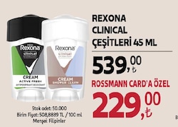 Rexona Clinical Protection Shower Clean 45 ml Kadın Stick Deodorant