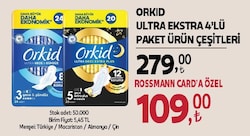 Orkid Ultra Gece Extra Plus (Boy 5) Hijyenik Ped 20'li