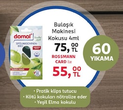 Domol Bulaşık Makinesi Kokusu, 60 Yıkama Yeşil Elma, 4 ml