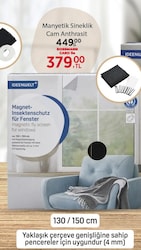 İdeenwelt Cam Manyetik Sineklik Anthrasit 130/150 cm 
