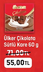 Ülker Sütlü Kare Çikolata 60 gr