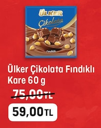 Ülker Fındıklı Kare Çikolata 60 gr