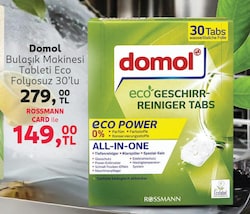 Domol Eco Bulaşık Makinesi Tableti 30'lu