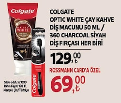 Colgate Optic White Kahve Çay ve Tütün Kullananlar için Beyazlatıcı Florürlü Diş Macunu 50 ml