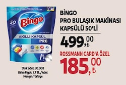 Bingo Akıllı Kapsül Pro Bulaşık Makinesi Tableti 50'li