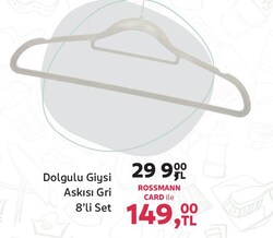 Ideenwelt Giysi Askısı Dolgulu 8'li Gri