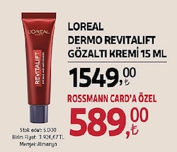Loreal Dermo Revitalift Gözaltı Kremi 15 ml