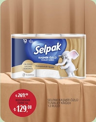 Selpak Kaşmir Özlü Tuvalet Kağıdı 12 Rulo
