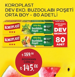 Koroplast Dev Ekonomik Buzdolabı Poşeti Orta Boy 80 Adetli