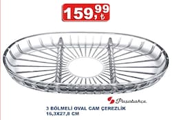 Paşabahçe 3 Bölmeli Oval Cam Çerezlik 