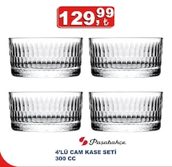 Paşabahçe 4'lü Cam Kase Seti 300 cc