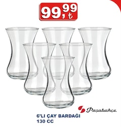 Paşabahçe 6'lı Çay Bardağı 130 cc
