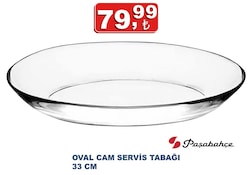 Paşabahçe Oval Cam Servis Tabağı 33 cm