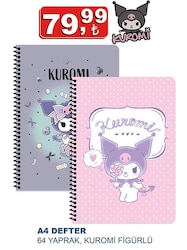 A4 Defter 64 Yaprak Kuromi Figürlü