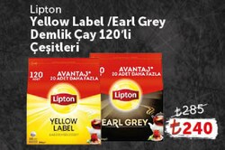 Lipton Earl Grey/Yellow Label Demlik Çay 1202li