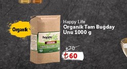 Happy Life Organik Tam Buğday Unu 1000 g