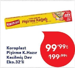 Koroplast Kullanıma Hazır Kesilmiş Dev Eko Pişirme Kağıdı 32'li