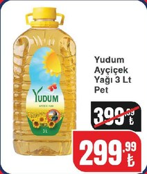 Yudum Ayçiçek Yağı 3 lt Pet 