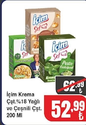 İçim Krema Çeşitleri %18 Yağlı ve Çeşnili Çeşitleri 200 ml