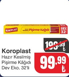 Koroplast Hazır Kesilmiş Pişirme Kağıdı 32'li