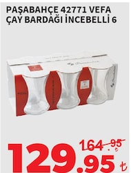 Paşabahçe 42771 Vefa Çay Bardağı İnce Belli 6'lı