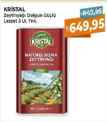 Kristal Dolgun Güçlü Natürel Sızma Zeytinyağı 3 lt